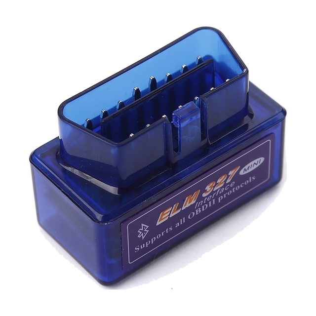 Mini ELM327 Bluetooth v2.1 su permatomu mėlynu korpusu