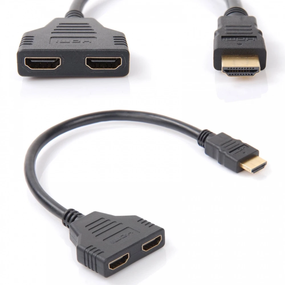 HDMI vyriškas į 2 HDMI moteriškas išvestis splitter satkit