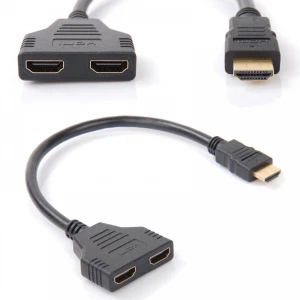 HDMI vyriškas į 2 HDMI moteriškas išvestis splitter satkit