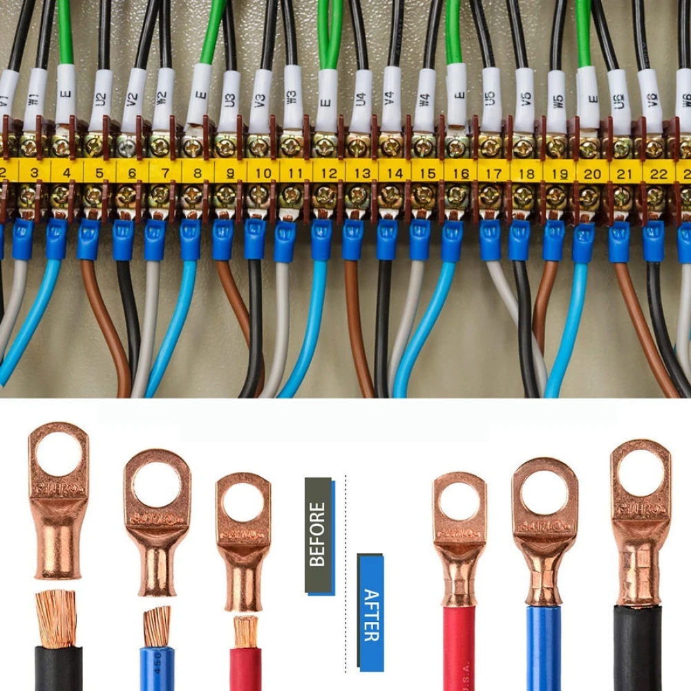 Užspaudimo replės 6-50mm² su neslystančiomis rankenomis ir reguliuojamu sukimu
