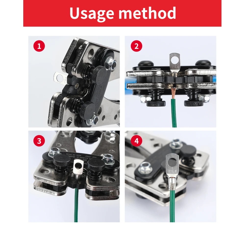 Užspaudimo replės 6-50mm² su neslystančiomis rankenomis ir reguliuojamu sukimu