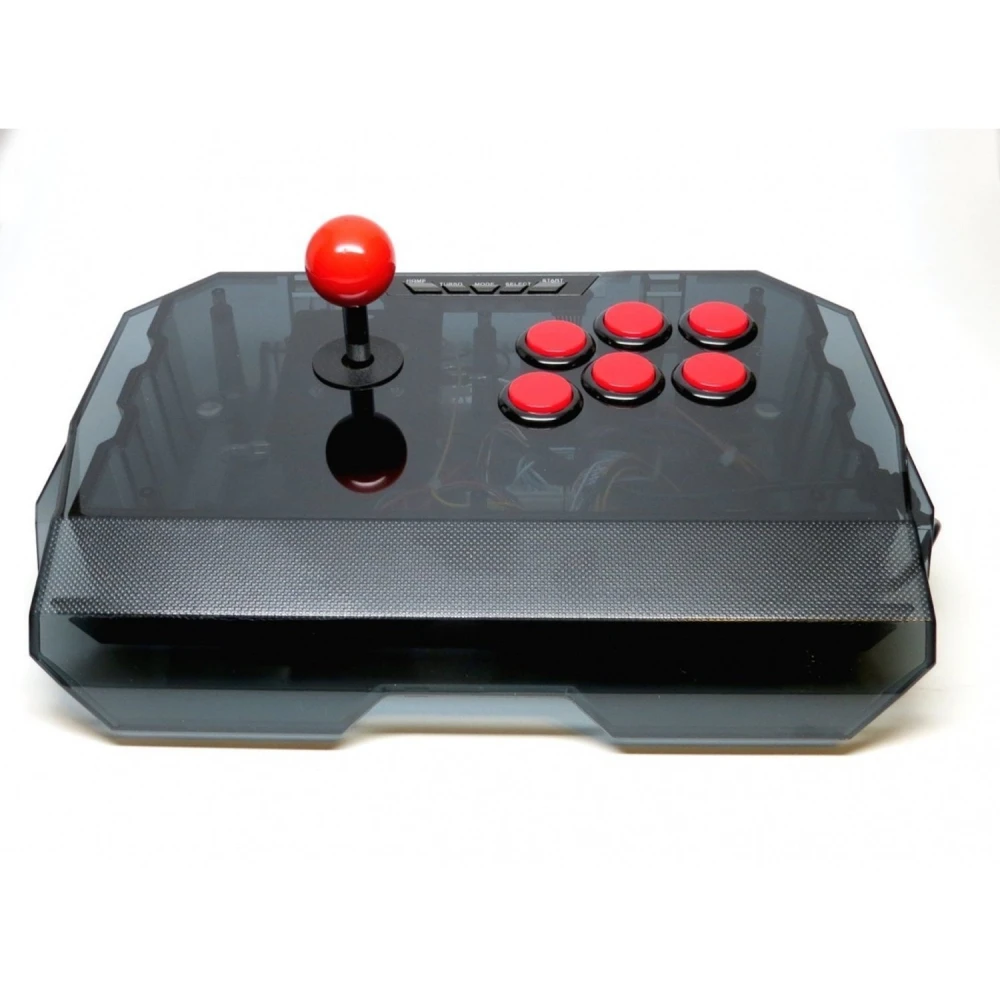 Control arcade Qanba N1 negro con carcasa transparente para juegos de lucha