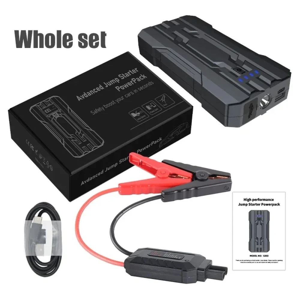 Automobilio akumuliatoriaus paleidiklis 8000mAh Jumpstarter S301 kompaktiškas ir saugus su LED SOS žibintuvėliu