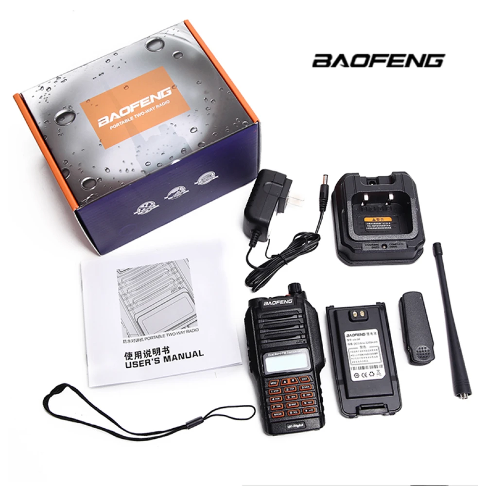 Baofeng UV9R Plus ilgo nuotolio racija su 160 kanalų VHF/UHF