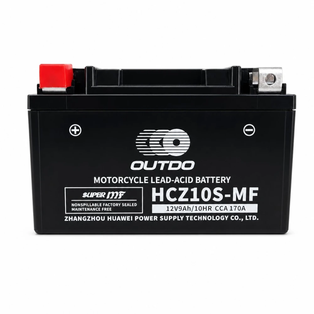 Moto Akumuliatorius AGM 12V 9Ah OUTDO HCZ10S-MF - Suderinamas su Yuasa YTZ10S(-BS) / GTZ10S / ETZ10S