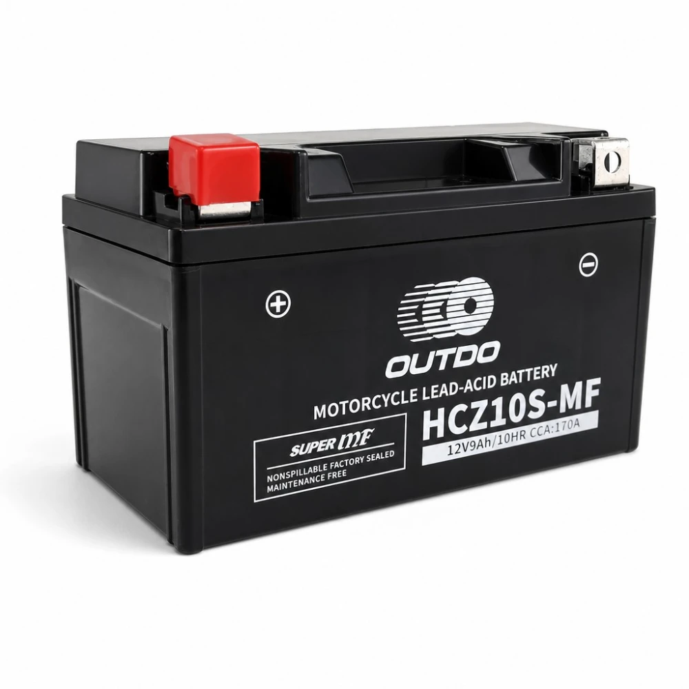 Moto Akumuliatorius AGM 12V 9Ah OUTDO HCZ10S-MF - Suderinamas su Yuasa YTZ10S(-BS) / GTZ10S / ETZ10S