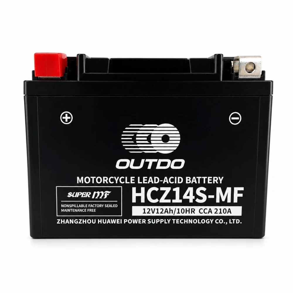 Moto akumuliatorius AGM 12V 12Ah OUTDO HCZ14S-MF - Suderinamas su Yuasa YTZ14S(-BS) / GTZ14S / ETZ14S