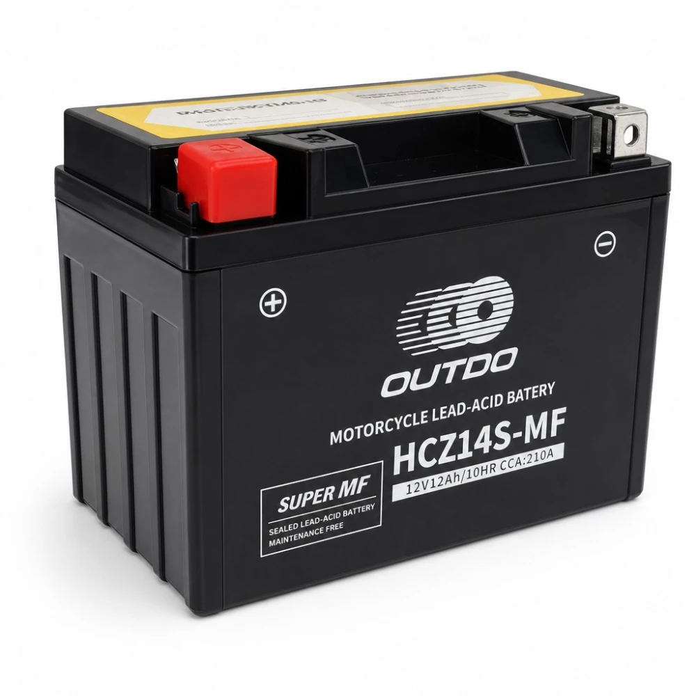 Moto akumuliatorius AGM 12V 12Ah OUTDO HCZ14S-MF - Suderinamas su Yuasa YTZ14S(-BS) / GTZ14S / ETZ14S