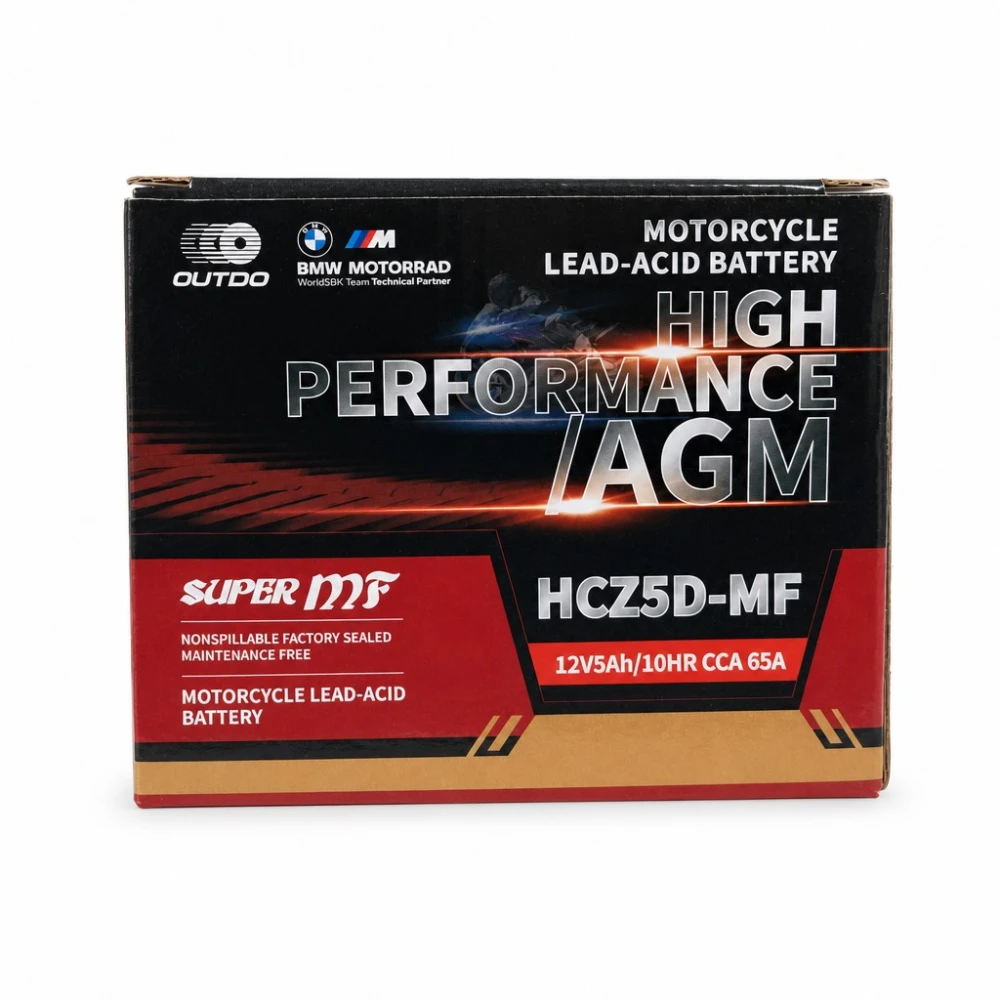 Moto Akumuliatorius AGM 12V 5Ah OUTDO HCZ5D-MF - Suderinamas su Yuasa YTZ7S-BS / GTZ7S / ETZ5L-BS