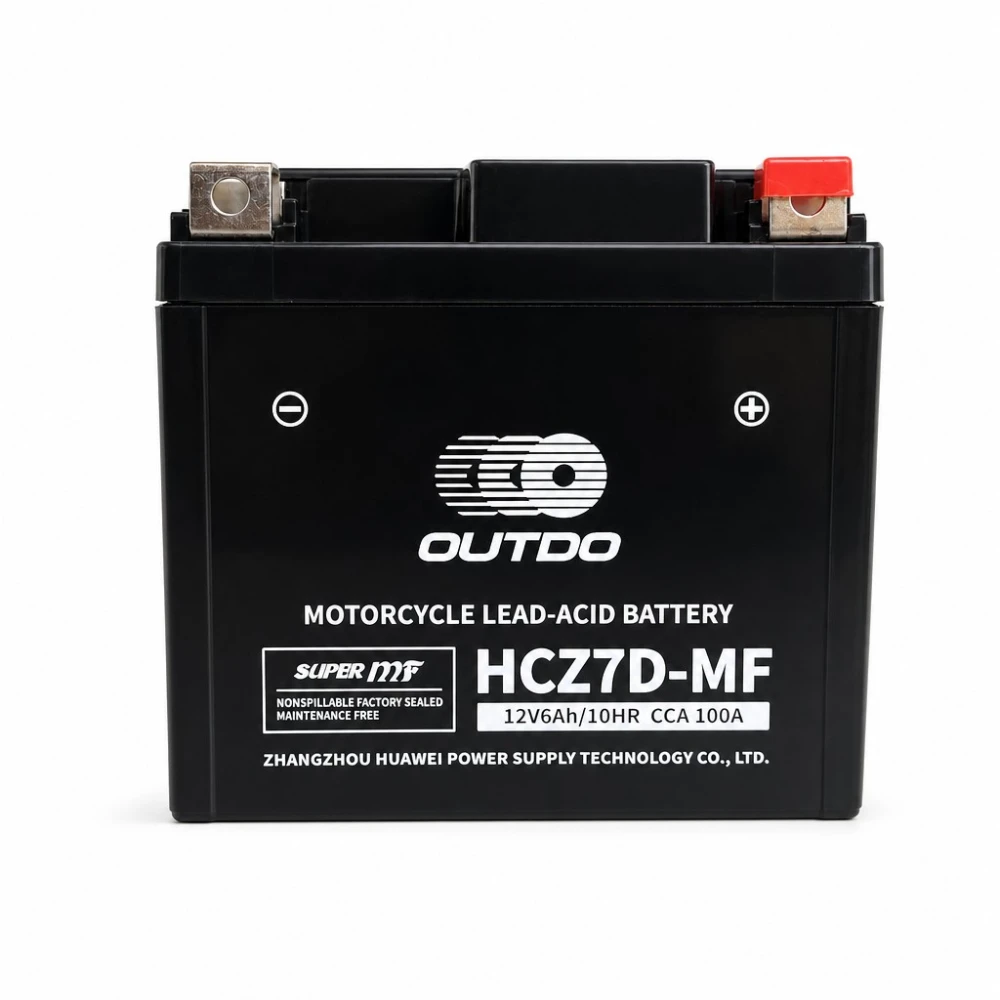 Moto Akumuliatorius AGM 12V 6Ah OUTDO HCZ7D-MF - Suderinamas su Yuasa YTZ7S-BS / GTZ7S / ETZ7S