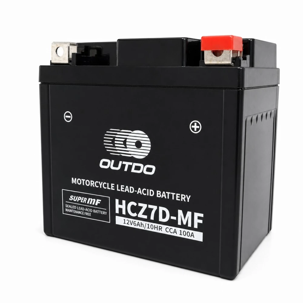 Moto Akumuliatorius AGM 12V 6Ah OUTDO HCZ7D-MF - Suderinamas su Yuasa YTZ7S-BS / GTZ7S / ETZ7S