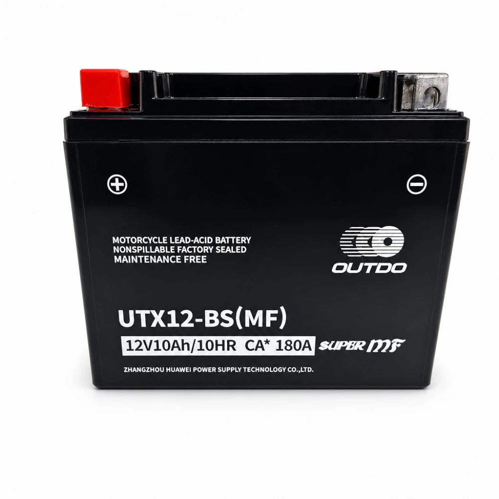 Moto Akumuliatorius AGM 12V 10Ah OUTDO UTX12-BS(MF) - Suderinamas su Yuasa YTX12-BS / GTX12-BS / ETX12-BS