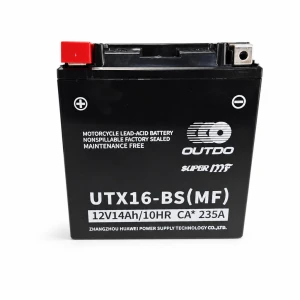 Moto Akumuliatorius AGM 12V 14Ah OUTDO UTX16-BS(MF) - Suderinamas su Yuasa YTX16-BS / GTX16-BS / ETX16-BS / 16-B