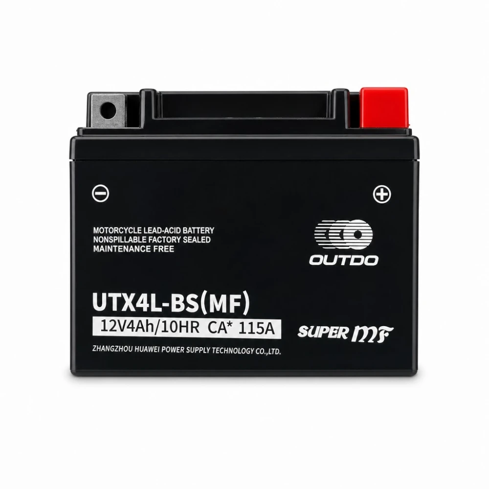 Moto Akumuliatorius AGM 12V 4Ah OUTDO UTX4L-BS(MF) - Suderinamas su Yuasa YTX4L-BS / GTX4L-BS / ETX4L-BS