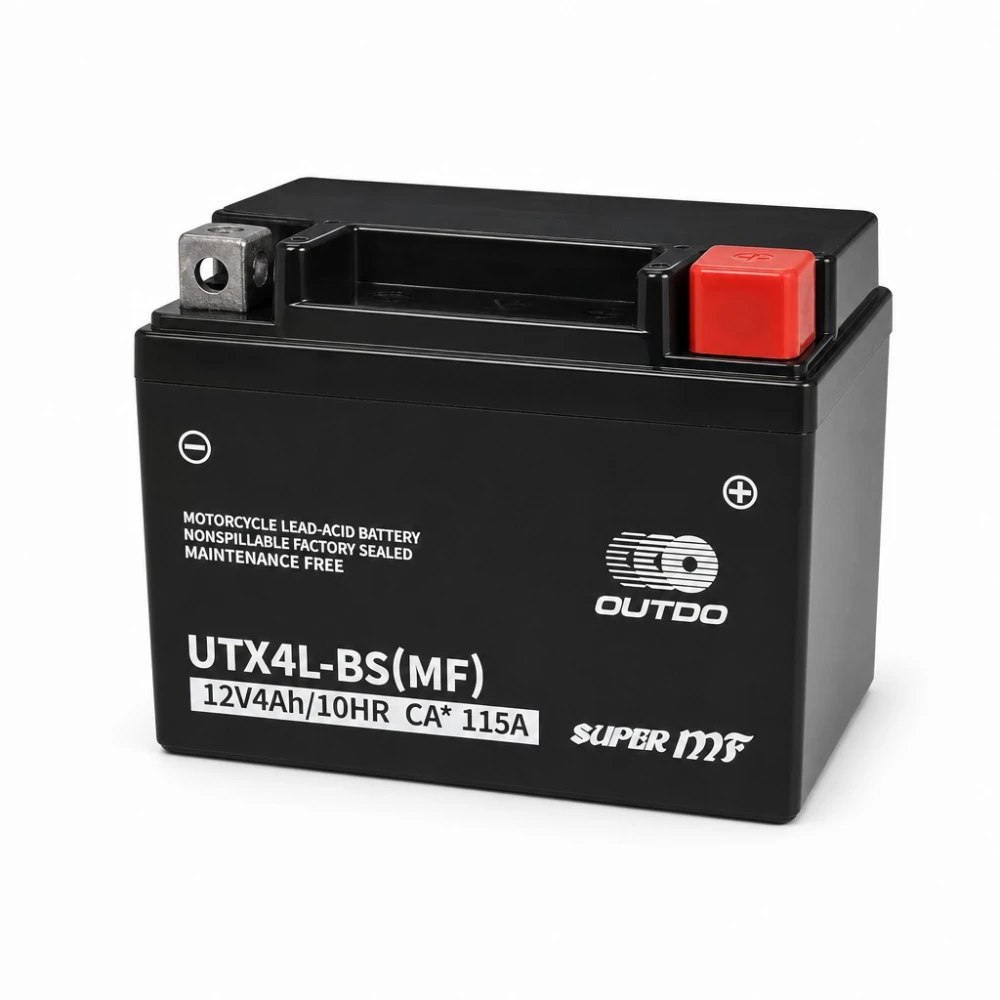 Moto Akumuliatorius AGM 12V 4Ah OUTDO UTX4L-BS(MF) - Suderinamas su Yuasa YTX4L-BS / GTX4L-BS / ETX4L-BS