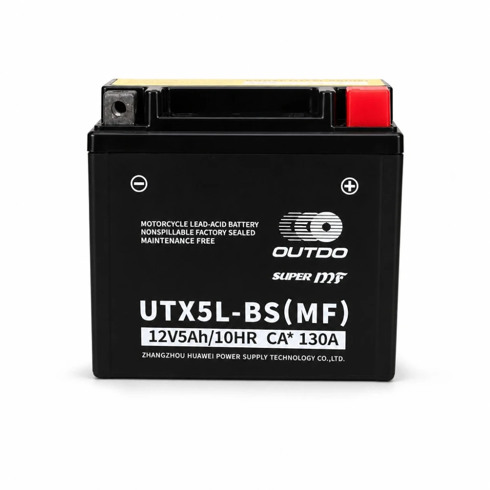Motociklo baterija AGM 12V 5Ah OUTDO UTX5L-BS(MF) - Suderinama su Yuasa YTX5L-BS / GTX5L-BS / ETX5L-BS