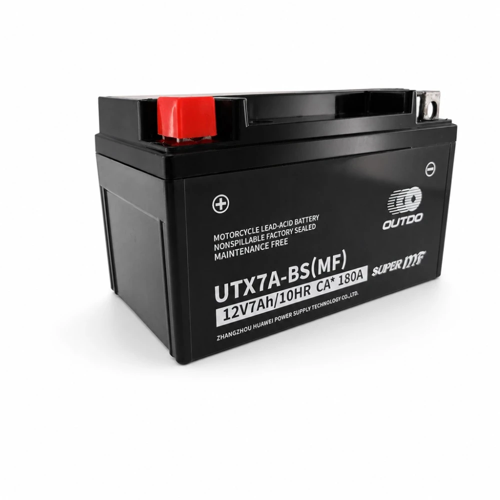 Moto AGM Akumuliatorius 12V 7Ah OUTDO UTX7A-BS(MF) - Suderinamas su Yuasa YTX7A-BS / GTX7A-BS / ETX7A-BS