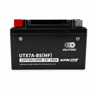 Moto AGM Akumuliatorius 12V 7Ah OUTDO UTX7A-BS(MF) - Suderinamas su Yuasa YTX7A-BS / GTX7A-BS / ETX7A-BS