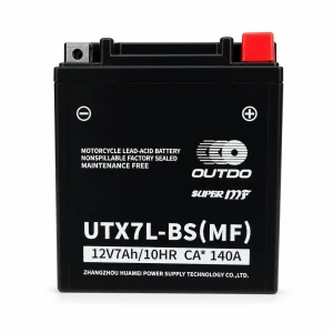 Moto Akumuliatorius AGM 12V 7Ah OUTDO UTX7L-BS(MF) - Suderinamas su Yuasa YTX7L-BS / GTX7L-BS / ETX7L-BS