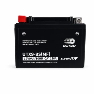 Motociklo Akumuliatorius AGM 12V 9Ah OUTDO UTX9-BS(MF) - Suderinamas su Yuasa YTX9-BS / GTX9-BS / ETX9-BS