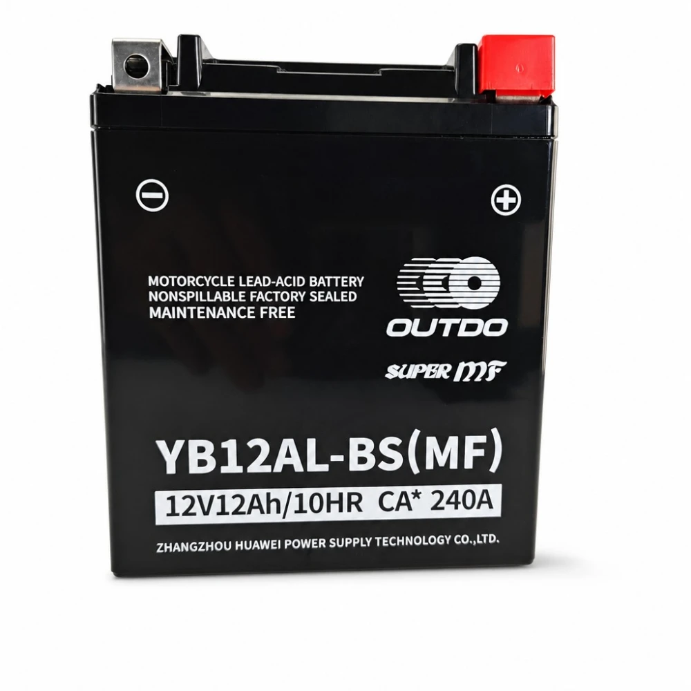 Moto Akumuliatorius AGM 12V 12Ah OUTDO YB12AL-BS(MF) - Suderinamas su Yuasa YB12AL-A2 / GS YB12AL-A2 / 12N12-4A-1 (flooded analogas)