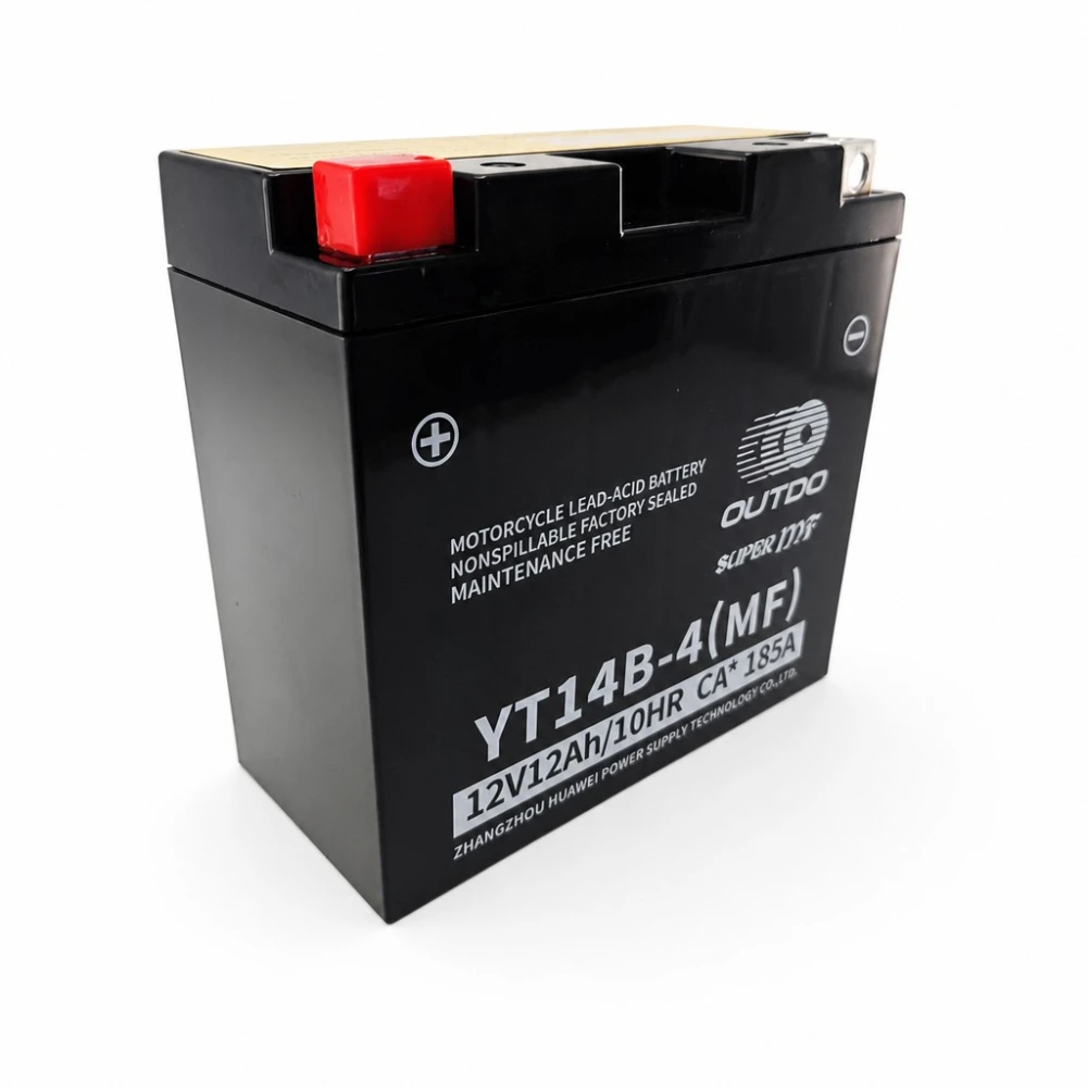 Moto Akumuliatorius AGM 12V 12Ah OUTDO YT14B-4(MF) - Suderinamas su Yuasa YT14B-BS / GT14B-BS / GT14B-4 / ETZ14B-BS / ET14B-4