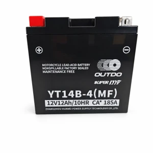 Moto Akumuliatorius AGM 12V 12Ah OUTDO YT14B-4(MF) - Suderinamas su Yuasa YT14B-BS / GT14B-BS / GT14B-4 / ETZ14B-BS / ET14B-4