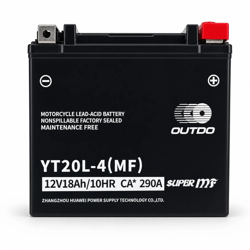 Motociklo Akumuliatorius AGM 12V 18Ah OUTDO YT20L-4(MF) - Suderinamas su Yuasa YTX20L-BS / GTX20L-BS / ETX20L-BS / Y50-N18L-A