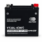Motociklo Akumuliatorius AGM 12V 18Ah OUTDO YT20L-4(MF) - Suderinamas su Yuasa YTX20L-BS / GTX20L-BS / ETX20L-BS / Y50-N18L-A