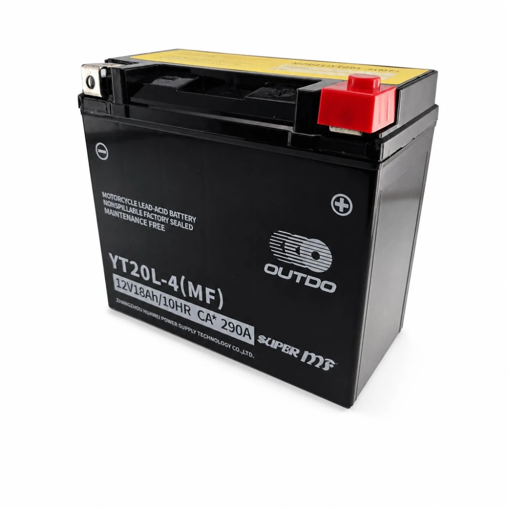 Motociklo Akumuliatorius AGM 12V 18Ah OUTDO YT20L-4(MF) - Suderinamas su Yuasa YTX20L-BS / GTX20L-BS / ETX20L-BS / Y50-N18L-A
