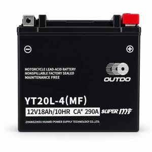 Motociklo Akumuliatorius AGM 12V 18Ah OUTDO YT20L-4(MF) - Suderinamas su Yuasa YTX20L-BS / GTX20L-BS / ETX20L-BS / Y50-N18L-A