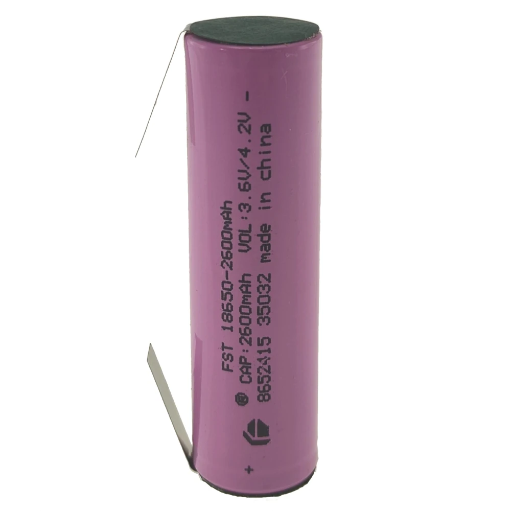 Aukštos kokybės įkraunama 18650 baterija 2600mAh 3,7V su litavimo juostele