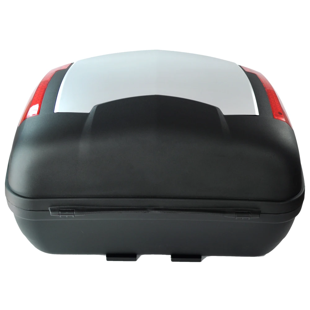 Universalus 46 litrų moto bagažinė sidabrinė - XXL dėžė 2 šalmams su spyna