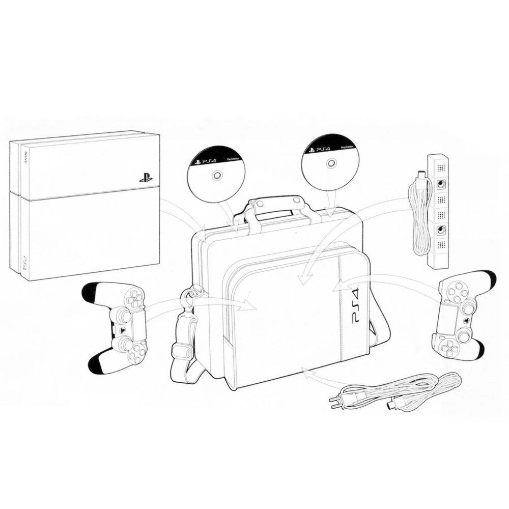 Estuche protector para PlayStation 4 y PS4 Slim con bolsillo frontal de malla