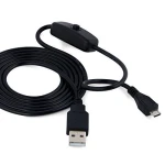 USB A į Micro USB kabelis su jungikliu Raspberry Pi 1m juodas