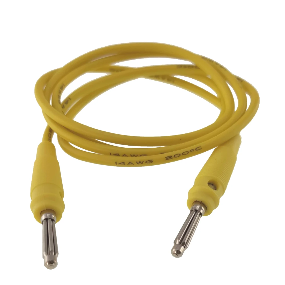 Geltonas banana kištukų testinis laidas 4mm 14AWG silikonas