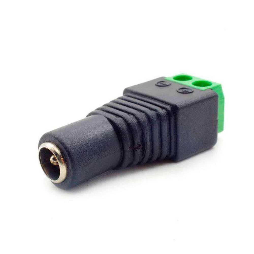 Conector borne hembra para tira led 12v en primer plano