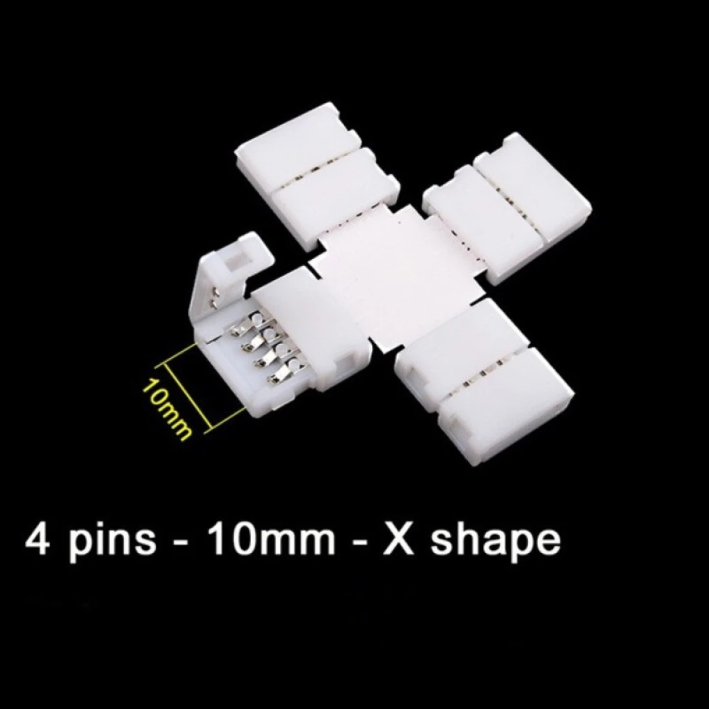 Vista lateral del conector de clip LED Forma-X 10mm 4Pin 5050 RGB