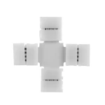Conector de clip LED Forma-X 10mm 4Pin 5050 RGB conectado a tira LED