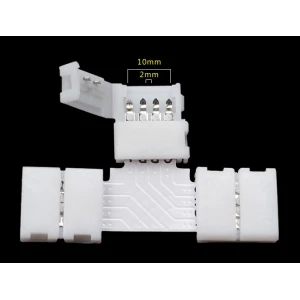 LED T formos jungtis 4 pin 10mm 5050 RGB juostoms YourLed