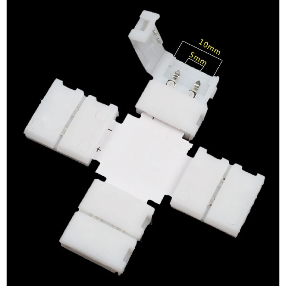 LED X formos spaudžiamos jungtys 10mm 2Pin 5050 RGB juostoms