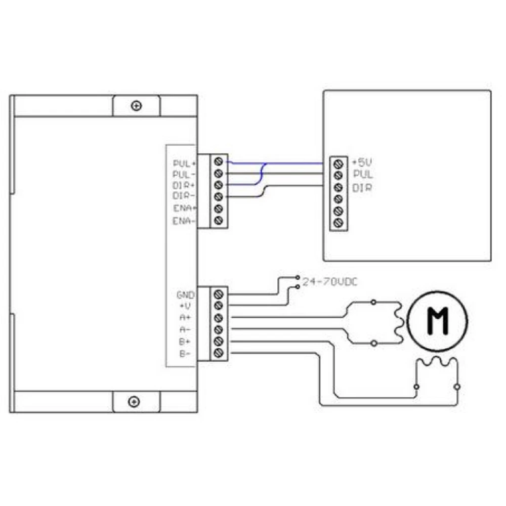 Vista lateral del controlador CNC 2M542 para motor paso a paso