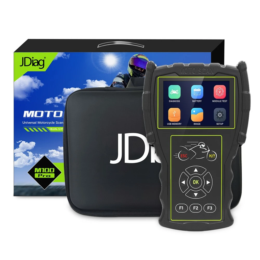 JDiag M100 Pro motociklo diagnostikos skeneris OBD KTM Honda Yamaha Kawasaki BMW remontui