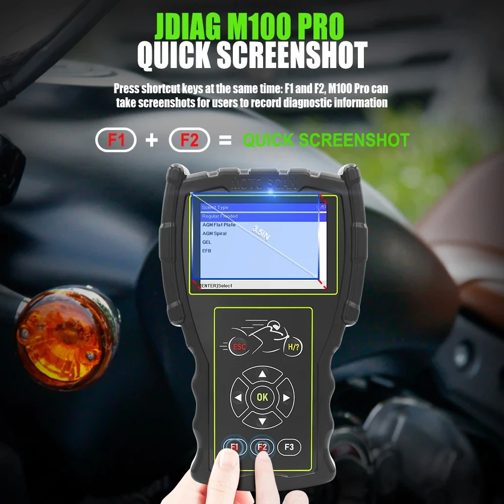 JDiag M100 Pro motociklo diagnostikos skeneris OBD KTM Honda Yamaha Kawasaki BMW remontui