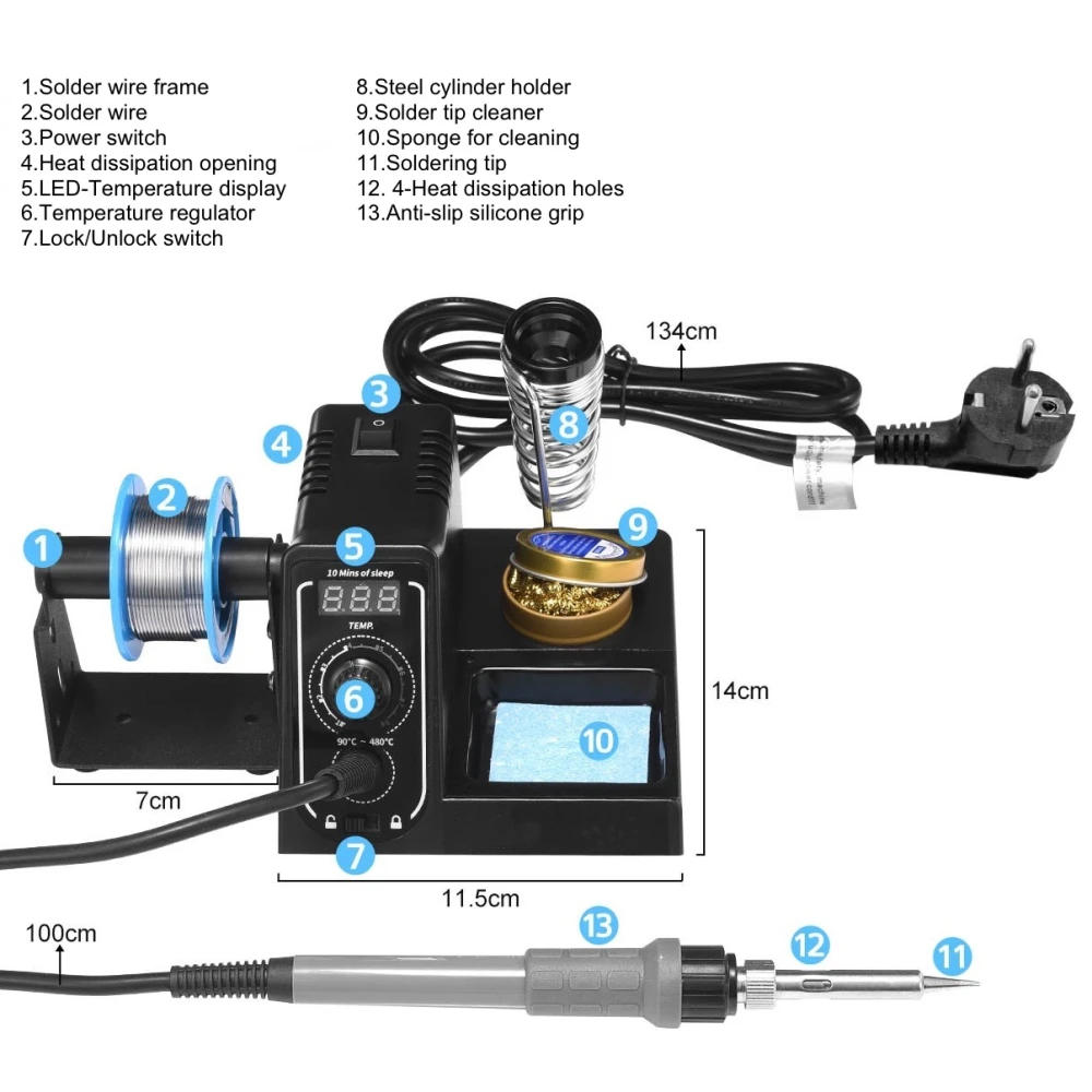 Mlink S1 60W skaitmeninė litavimo stotelė su LED ekranu ir temperatūros fiksavimu