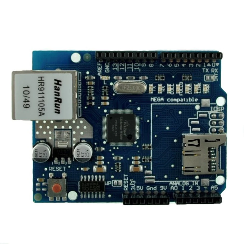 Ethernet Shield W5100, suderinamas su Arduino, projektams su Arduino UNO ir MEGA
