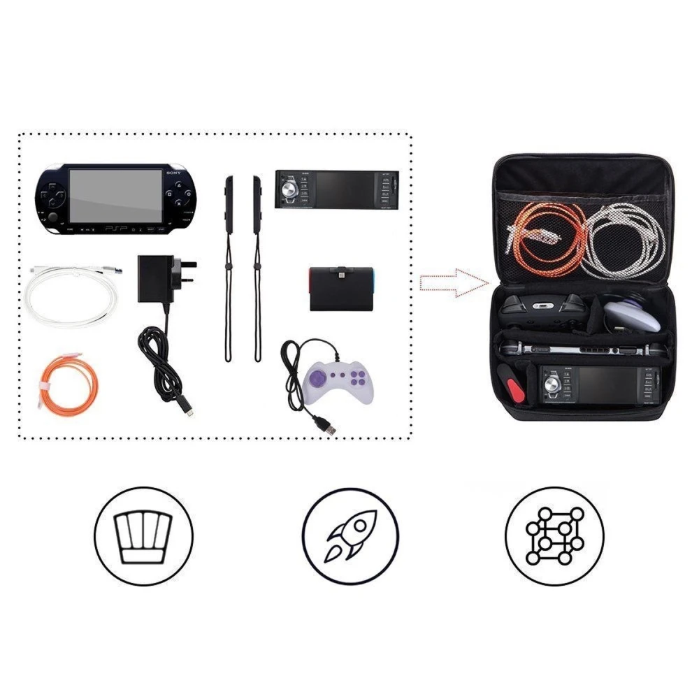 Nintendo Switch nešiojimo dėklas su vieta konsolei ir priedams