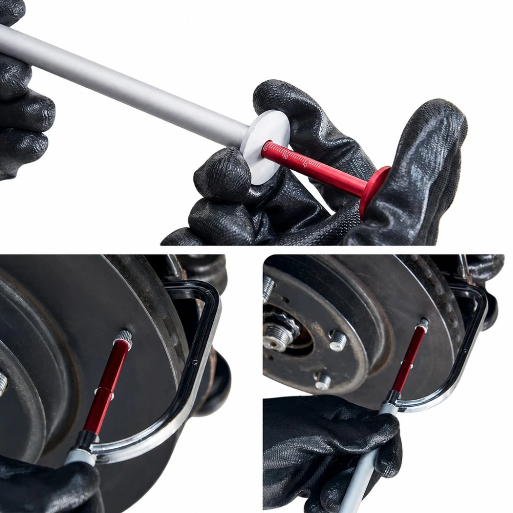 Stabdžių disko storio matuoklis be disko išmontavimo (Brake Disc Thickness Gauge)