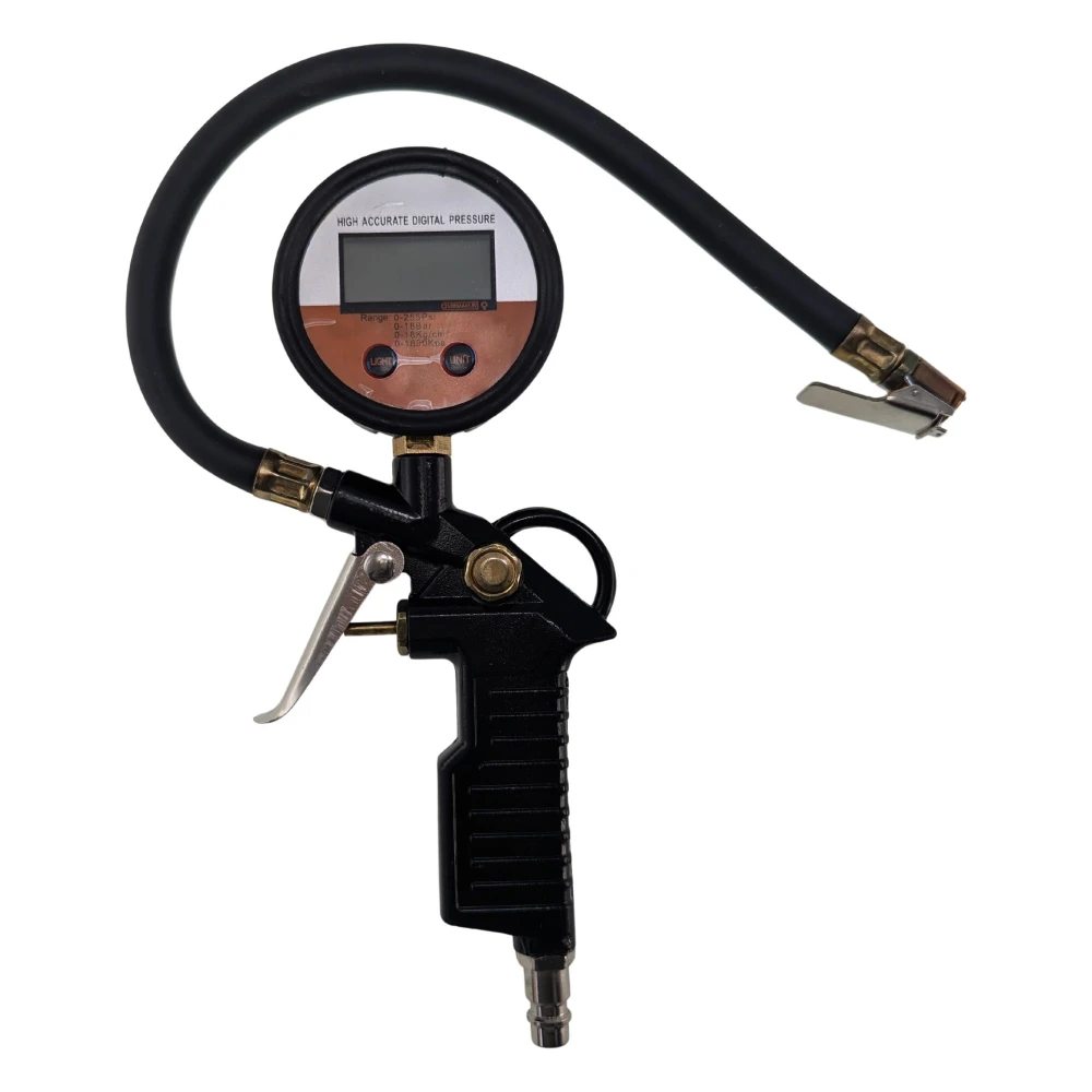 Didelio tikslumo skaitmeninis padangų pripūtimo manometras su LED ekranu