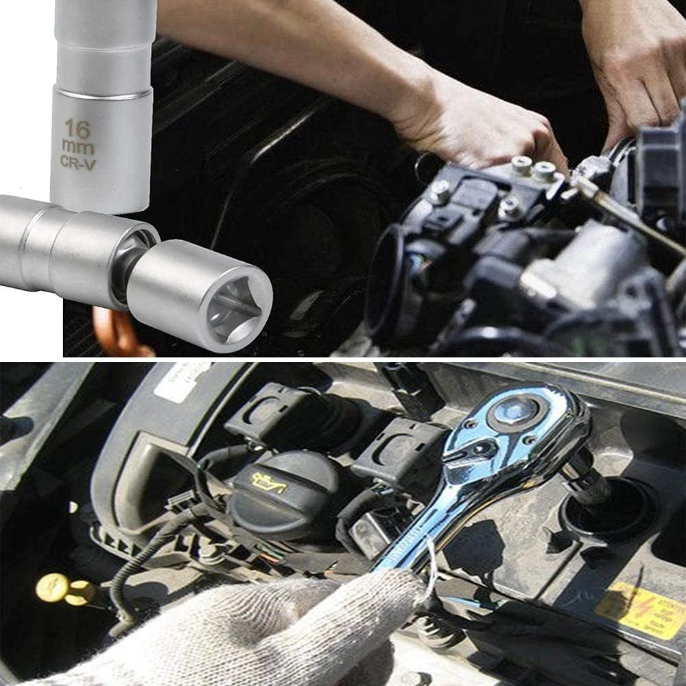 2 dalių lankstus magnetinis žvakės galvutės raktų rinkinys 14 mm ir 16 mm TSX TOOL